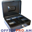 Cash box, 5 divisions: 1 for paper notes, 4 for coins. Dimensions: 30 * 24 * 8 cm.