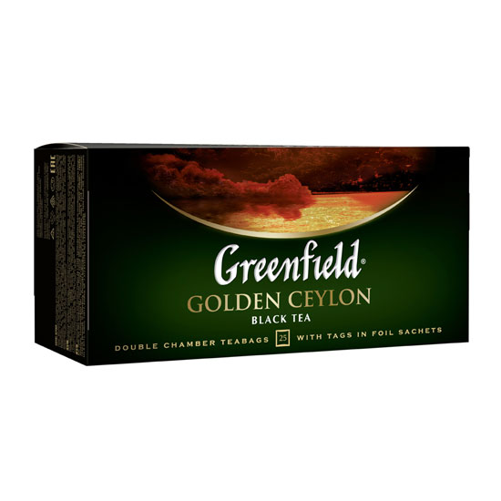 Чай в пакетиках, 25 пакетов в упаковке,, Golden Ceylon, черный чай.
