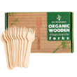 Organic, wooden fork, disposable, 100 pieces.