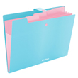 Folder with button, 4 subsections., blue.