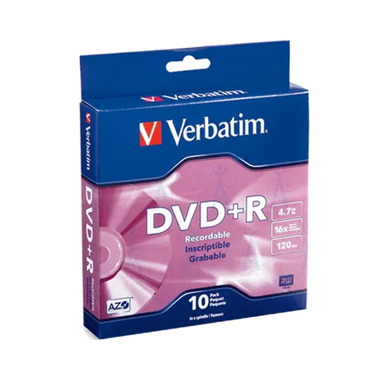 Записываемые DVD+R-4.7 Гб, 16x, упаковка 5 шт в отдельных дискетницах