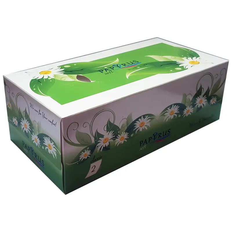 Անձեռոցիկ  երկշերտ, ուղղանկյուն տուփի մեջ, չափսը՝ 22.5x7.5x11 սմ, 150 հատ