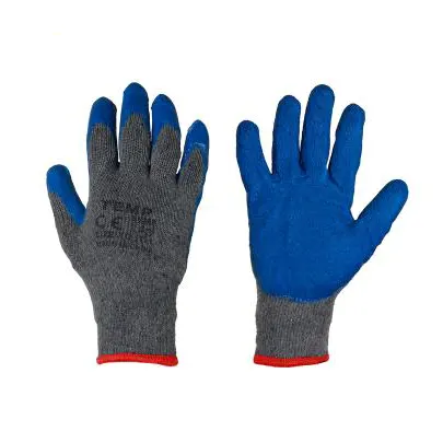 Latex-coated cotton gloves, 90 gr. (grey with blue coating)