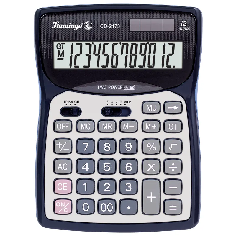 Desktop calculator CD 2473-12, 12 digits, middle size, dual power (13.5 cm*18 cm)