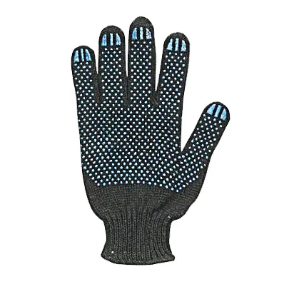 Перчатки хлопковые, с односторонними резиновым точечным покрытием, вес пары 45 гр.