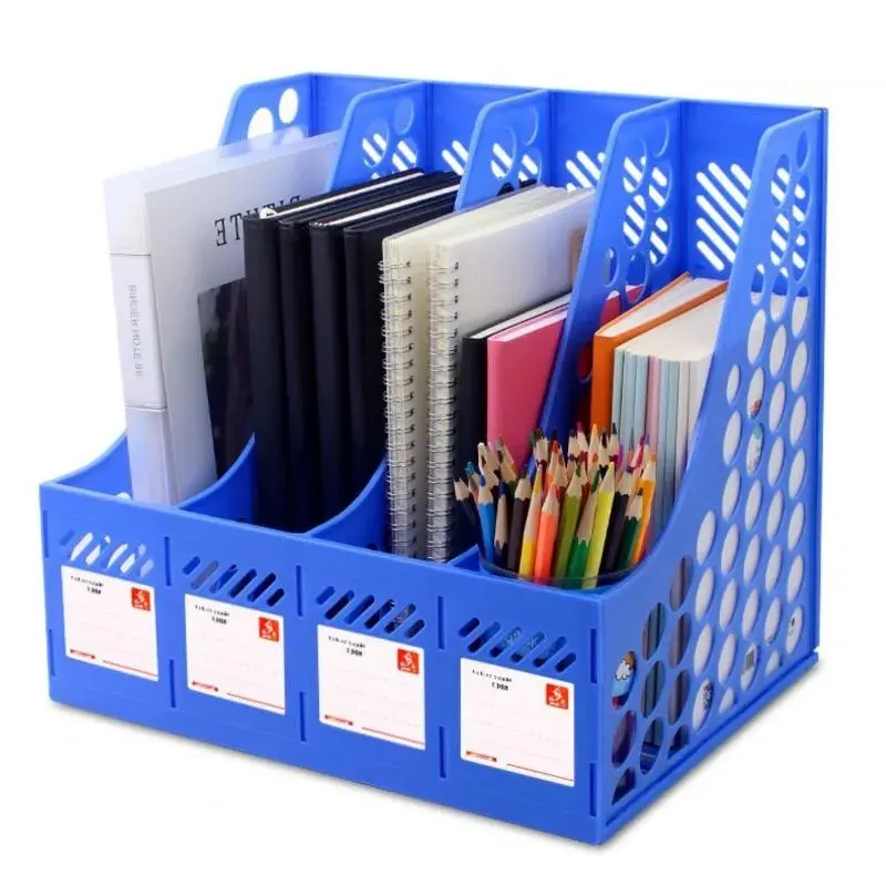 Magazine rack, 4 sections 8cm each, format A4, blue