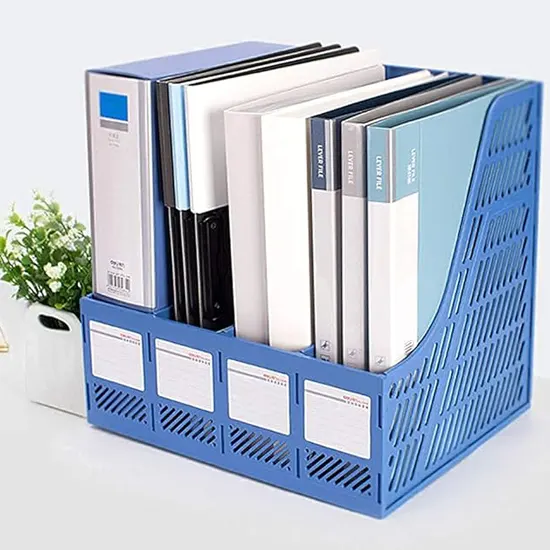 Magazine rack, 4 sections 8cm each, format A4, blue