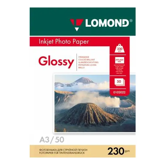 Ֆոտոթուղթ Փայլուն, A3 ֆորմատ, 230 գր, 50 թերթ, Lomond 0102025