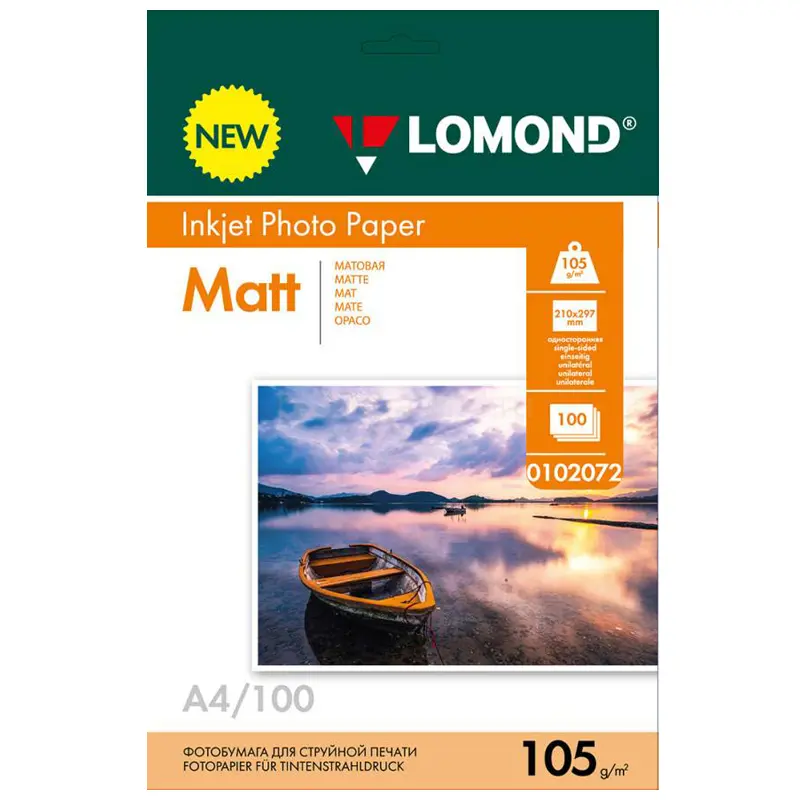 Фотобумага Матовая, формат А4, 105 гр., 100 листов, Lomond 0102072