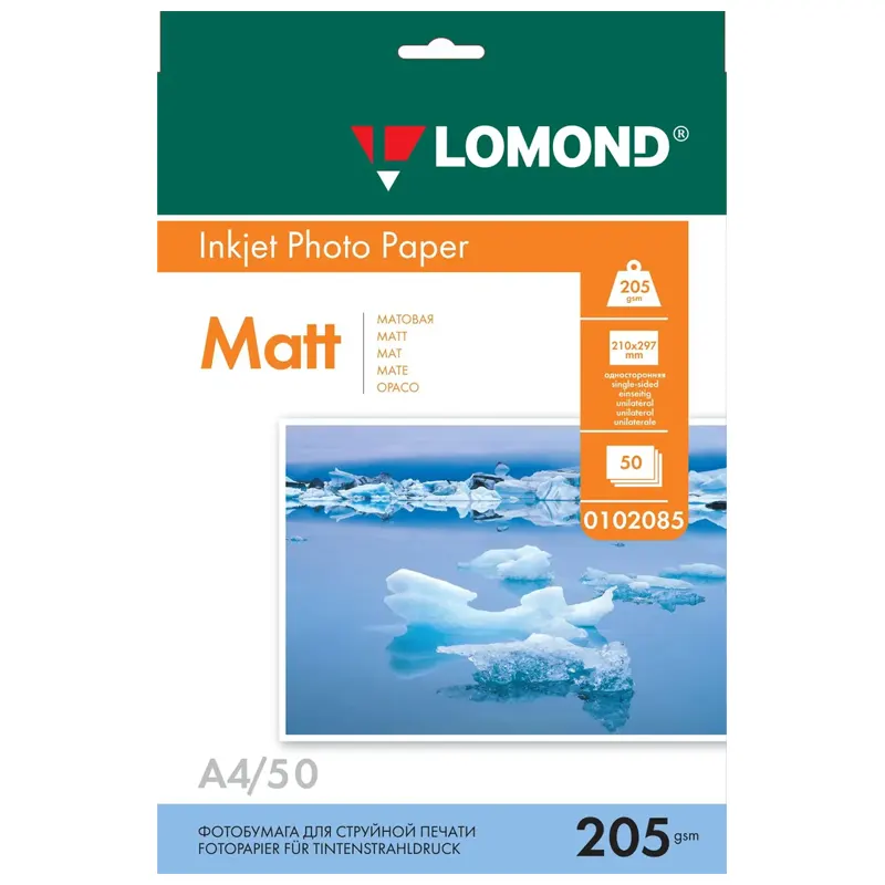 Photo paper, Matt, A4 format, 205 gr., 50 sheets, Lomond 0102085