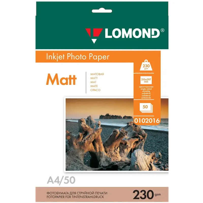 Photo paper, Matt, A4 format, 230 gr., 50 sheets, Lomond 0102016