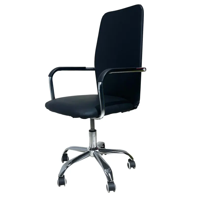 Office chair with adjustable mechanism. Metal legs and wings. The seat and backrest made of high-quality leather substitute