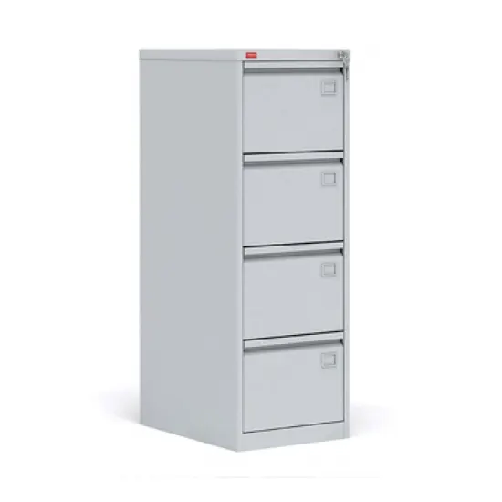 Metal filing cabinet for storing documents, hanging files (А4 & foolscape). 4 drawers, 1 central lock, size 1335*465*630mm, weight 56kg. Permissible load per drawer up to 30kg. Preorder, 30 days delivery.