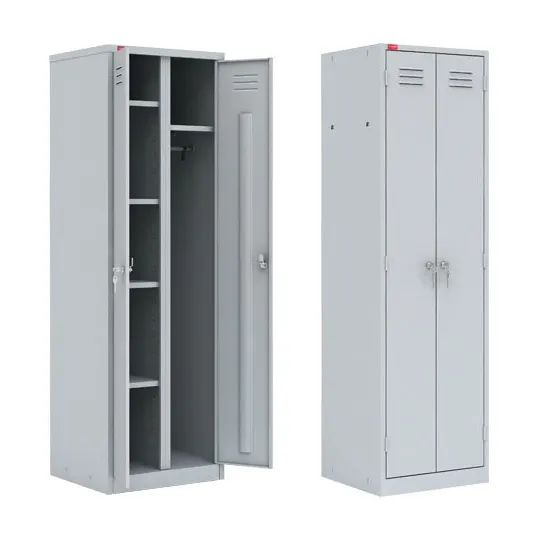 Two-section metal cabinet ShRM-22/800U, 5 shelves, 1 crossbar, 2 hooks, 2 mortise locks, 1860*800*500 sm H*W*D, weight - 48 kg. Delivery within 3 business days.