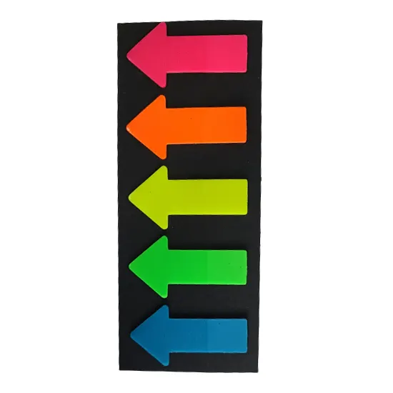 Закладка клейкая, в виде стрелки, 45мм х 12мм, 5 цветов по 25 листков