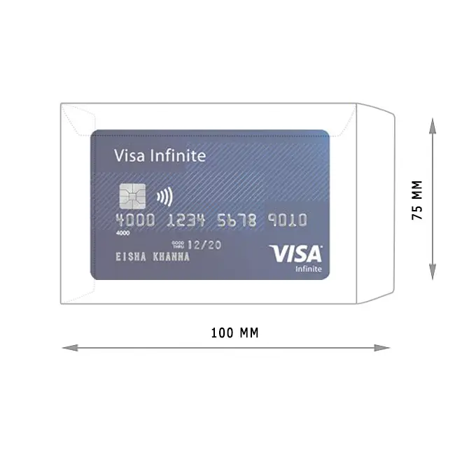 Envelope white for banking cards, 75 x 100 mm. 100 pieces in a pack.