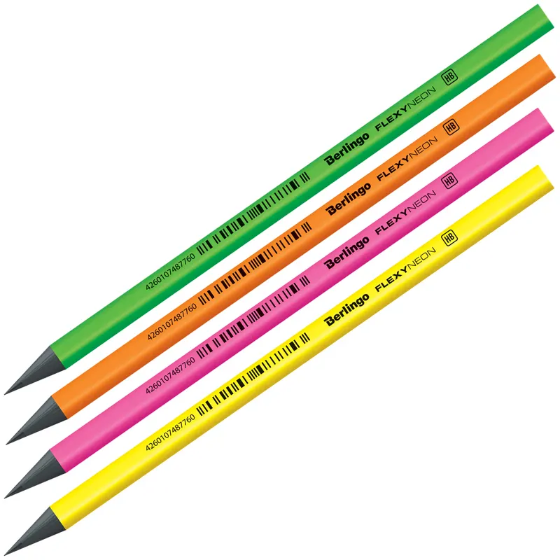 Pencil "Flexy Neon" HB, sharpened., plastic, case of different colors