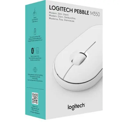 Мышка беспроводная, Logitech M350 Slim WL Pebble, соеденение USB, белая (L910-005541)