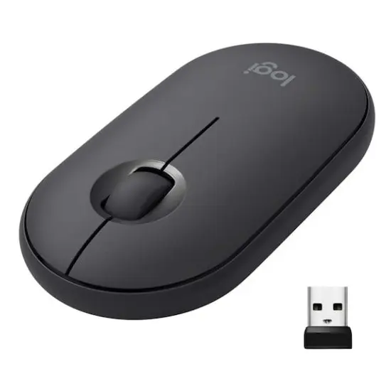 Мышка беспроводная, Logitech M350 Slim WL Pebble, соеденение USB, графитового цвета (L910-005576)