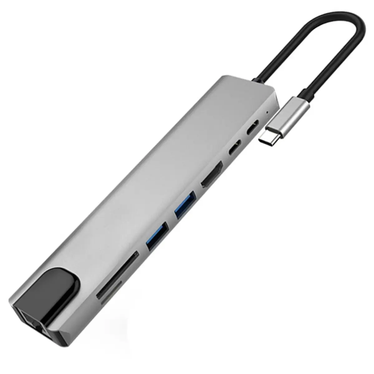 8 в 1-м, многопортовый адаптер USB C с HDMI 4K, мощность 100 Вт, порт USB C, USB 3.0, USB 2.0, RJ45 Ethernet, устройство чтения карт SD/TF