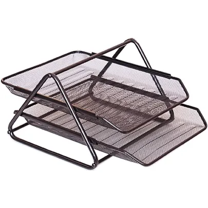 Paper tray, 2 sections, metallic, black