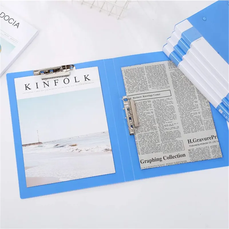 Папка с двумя зажимами, формат А4, толщиной 900 микрон, синего цвета