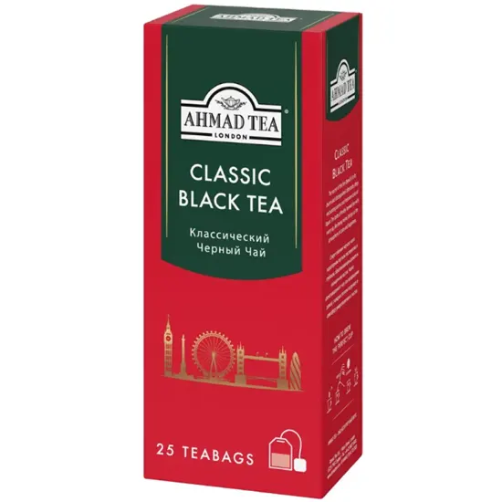 Թեյ  դասական, սև՝(Black) փաթեթներով: Տուփի մեջ 25 փաթեթ