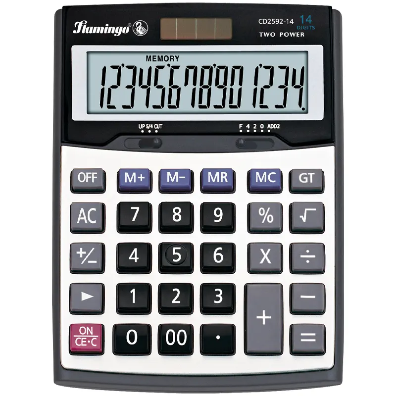 Desktop calculator CD 2592-14, big size, 14 digits, dual power (14,5 cm*19 cm)