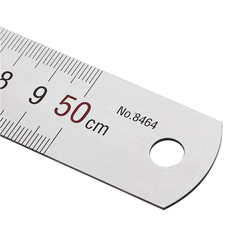 Линейка металическая (из нержавеющей стали), 50см / 20 дюймов. Деления с обоих сторон линейки