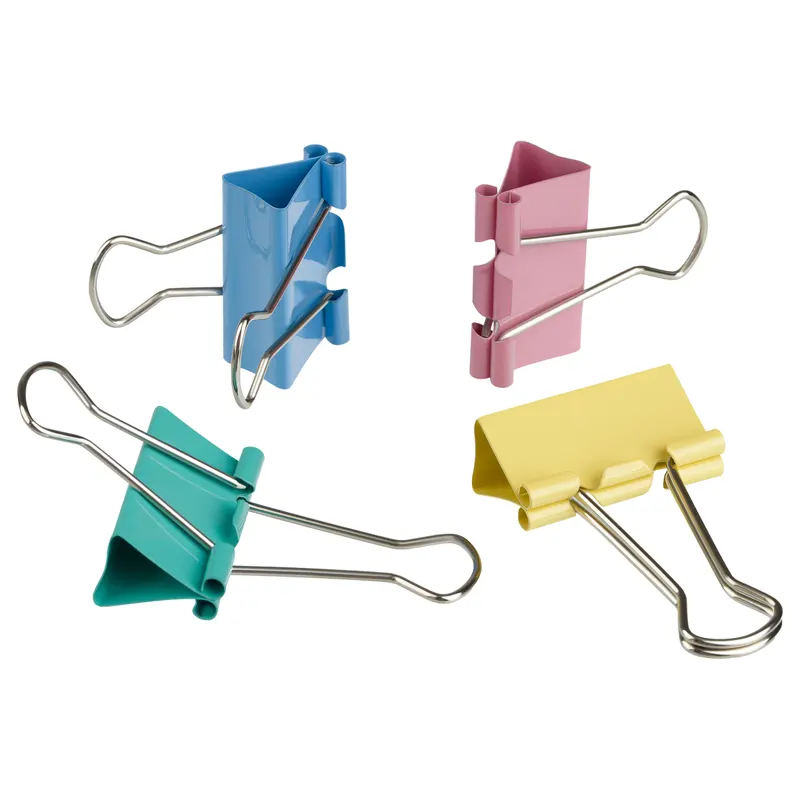 Зажим для бумаг 19мм, эффективно зажимает 40-60 листов, в пачке 12 штук