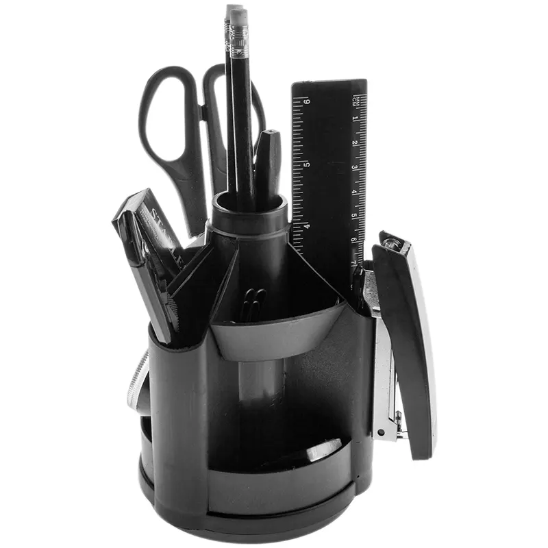 Настольный органайзер "Минидеск ", 11 предметов, вращающийся, черный/цветной