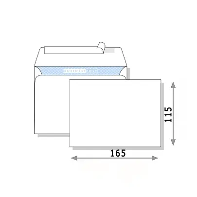 Envelope, white, peal & seal,  115 x 165mm  50 psc in a pack (for postcards)