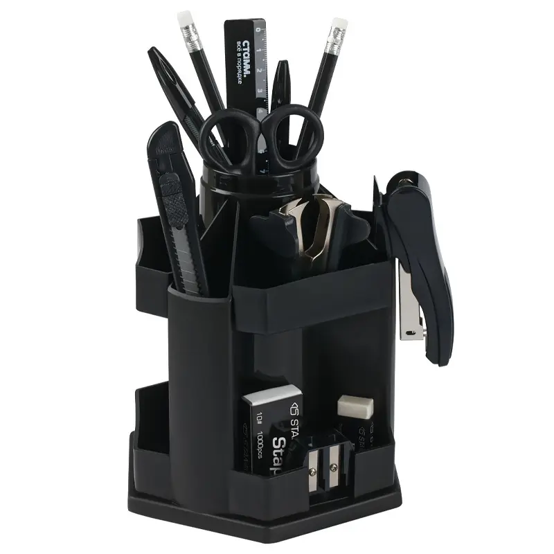 Набор столовый, 14 предметов, вращающийся, черный, Maxidesk.