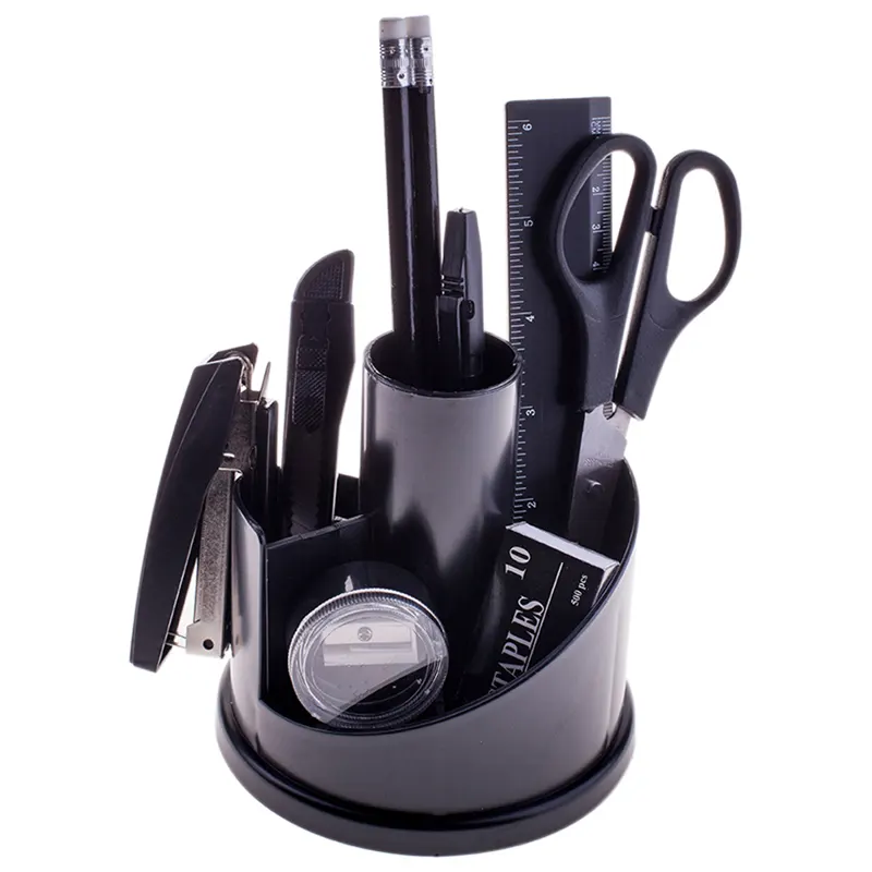 Desk Organizer "Slide", 12-Piece, Rotatable, Black