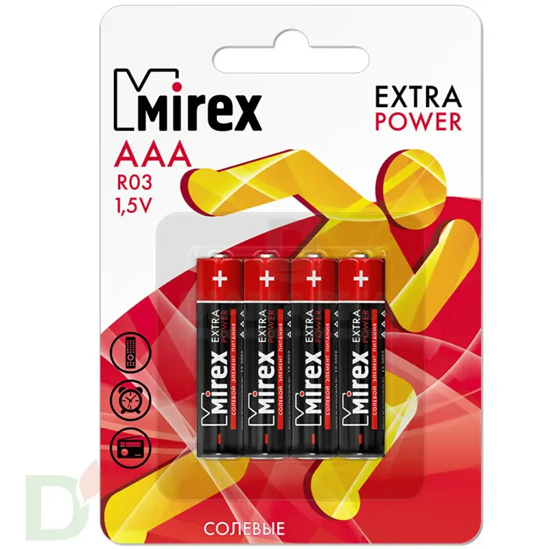 Батарейки AAA Alkaline, 1.5 В., R03 (тонкие пальчиковые),  в упаковке 4 шт