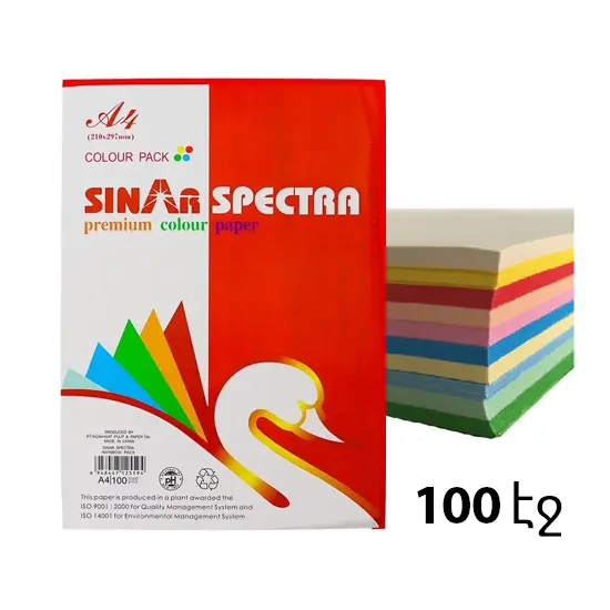 Бумага разноцветная, А4, 80гр, 100 листов, 10 цветов