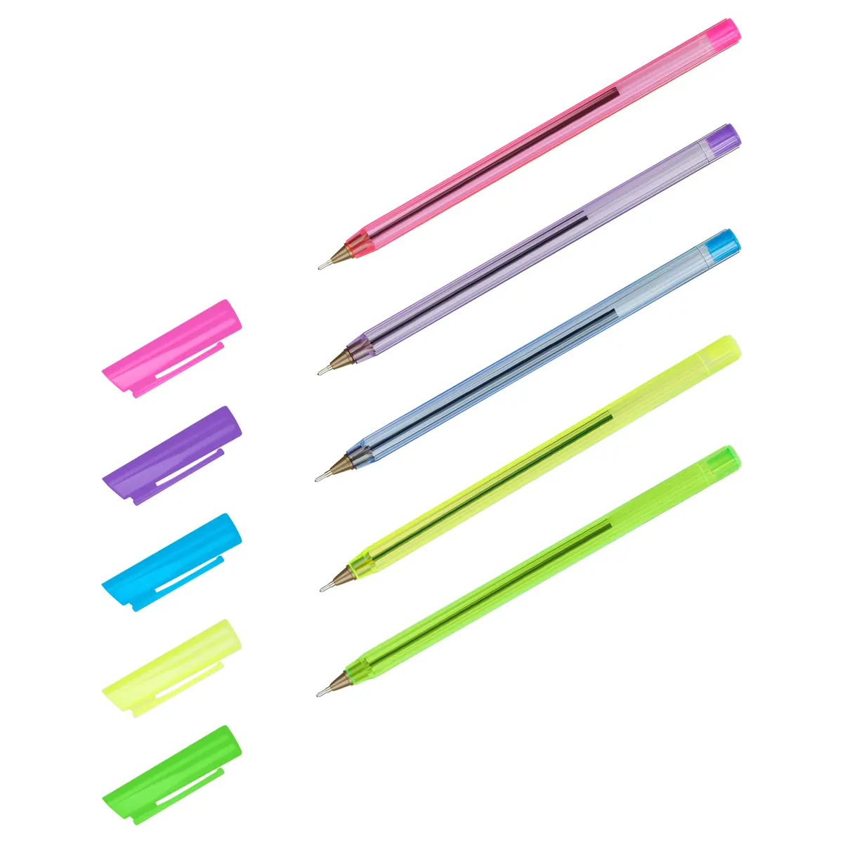 Ручка шариковая, синего цвета, 0,7мм, неоновый микс