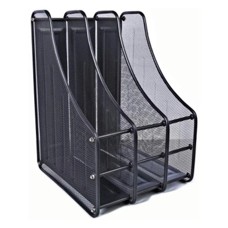 Magazine tray , 3 divisions, 8cm, metallic, black