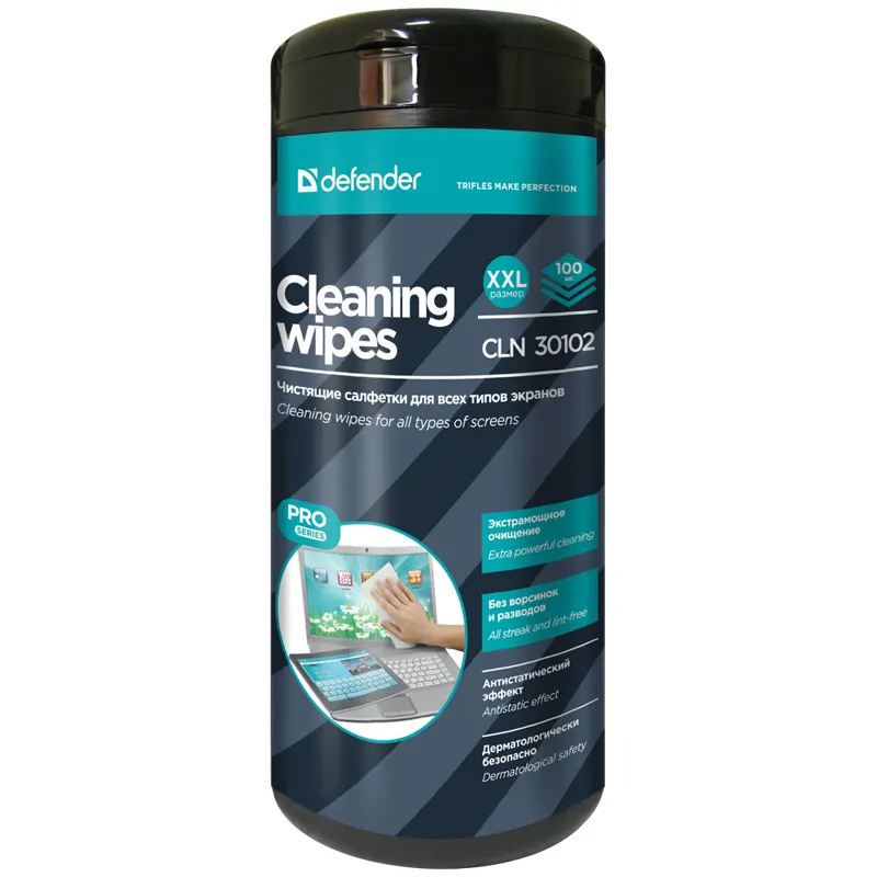 Monitor cleaning wipes, 100 pcs per pack