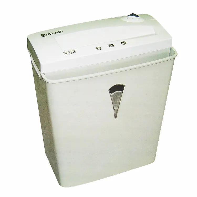 Paper shredder with wastebin SC0540, shreds paper into unreadable 6mm strips; , 220 mm wide paper entry slot, 14 liter bin, auto start / stop