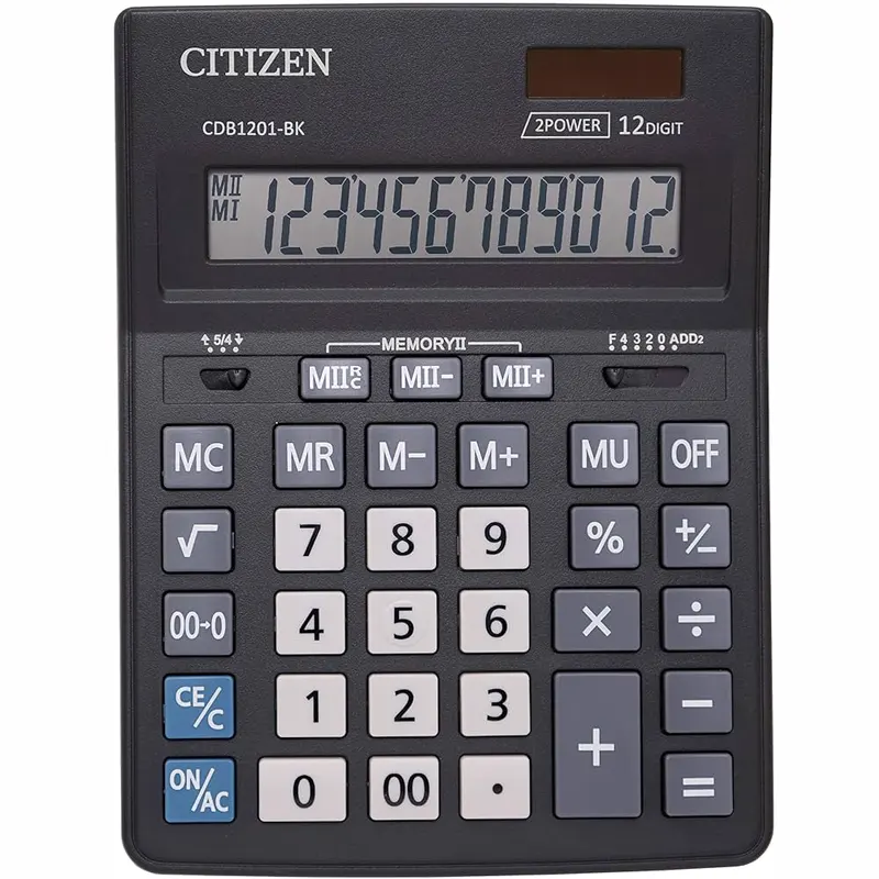 Калькулятор настольный CDB 1201 - BK, 12 разрядный,  2 источника питания (17 см*13 см)