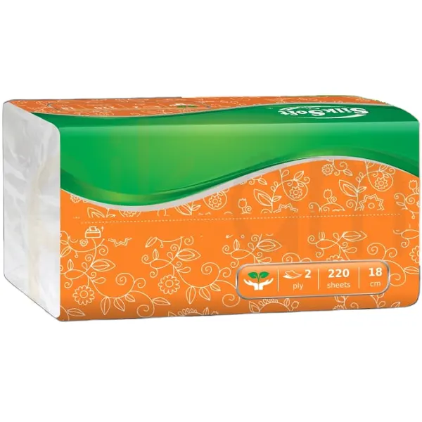 Салфетки  двухслойные, в целофановой упаковке,  220 шт