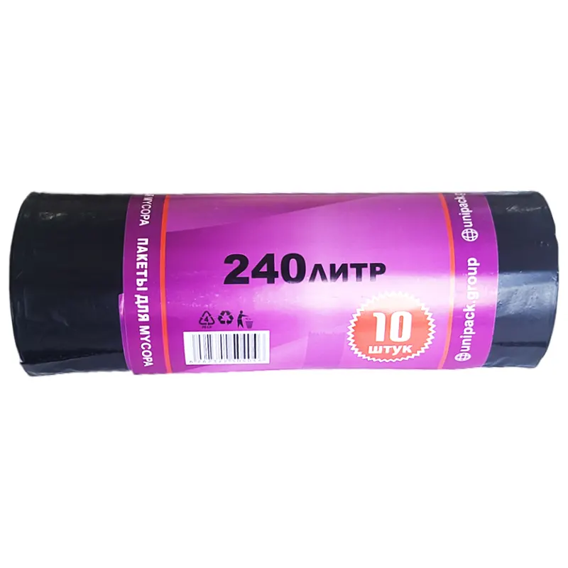 Пакеты мусорные прочные, на 240 л, в упаковке 10 шт