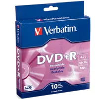 Записываемые DVD+R-4.7 Гб, 16x, упаковка 5 шт в отдельных дискетницах