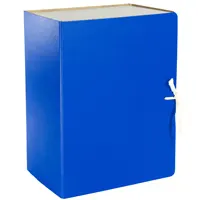 The folder archival of a microcorrugated cardboard on ties, for A4 format papers, width is 150mm., capacity 1500 sheets, blue