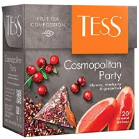Tess Tea in pyramid bags. 20 bags per pack, Cosmopolitan Party