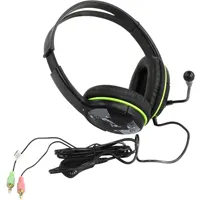 Наушник с микрофоном, регулятором громкости,  Genius HS-400A, длина шнура 1,8м. Соеденяется с системным блоком двумя 3,5мм-им кабелями.