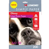 Ֆոտոթուղթ Փայլուն, A4 ֆորմատ, 200 գր, 50 թերթ, Simply Lomond Econom 0102147
