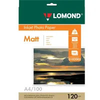 Фотобумага Матовая, формат А4, 120 гр., 100 листов, Lomond 0102003