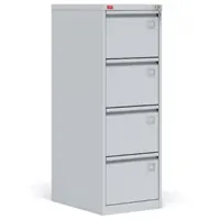 Metal filing cabinet for storing documents, hanging files (А4 & foolscape). 4 drawers, 1 central lock, size 1335*465*630mm, weight 56kg. Permissible load per drawer up to 30kg. Preorder, 30 days delivery.
